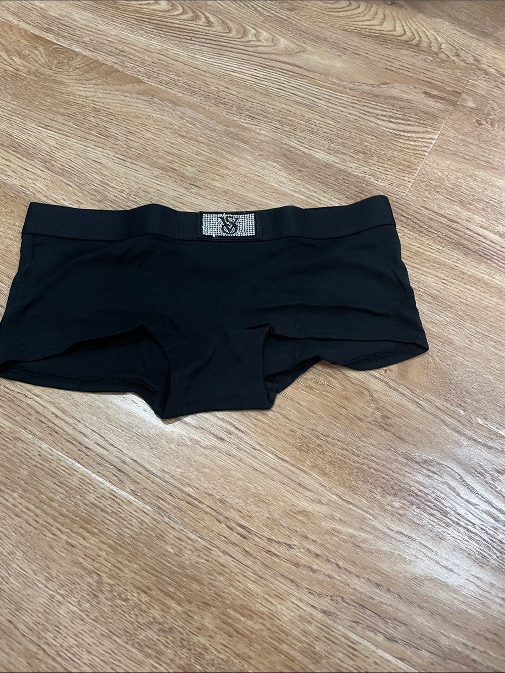 Victoria's Secret Black Hipster Briefs with Rhinestone Logo